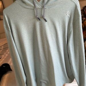 Rhoback Green/Blue Pullover Sweater with Adjustable Hood